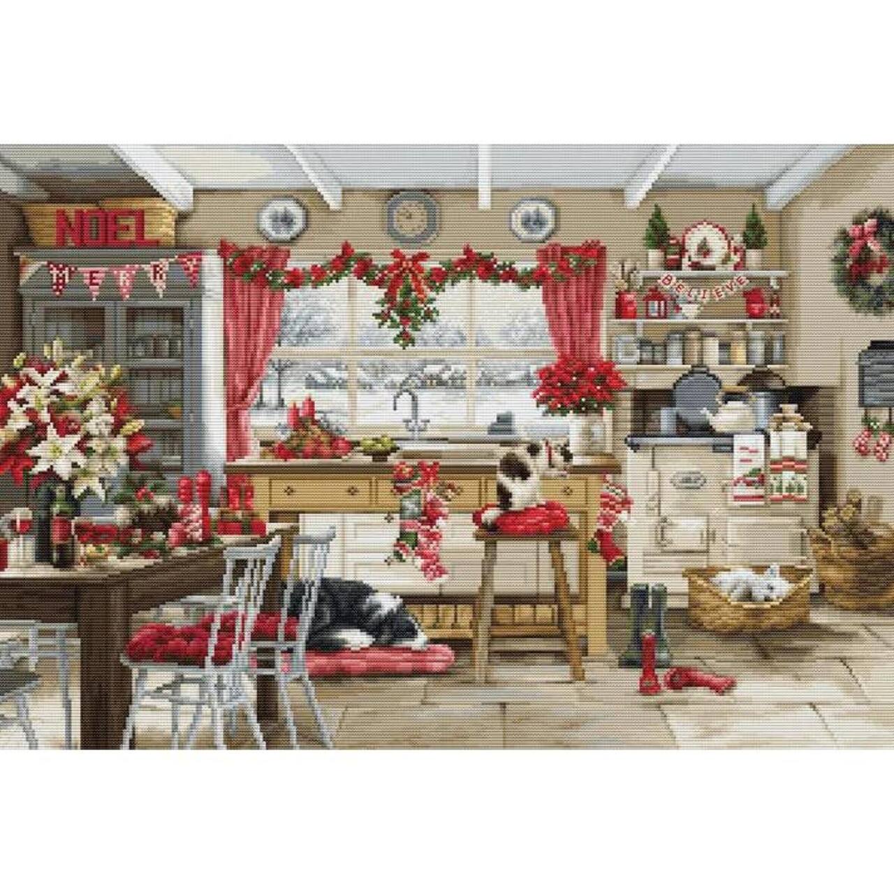 Luca-S Christmas Farmhouse Kitchen Counted Cross Stitch Kit